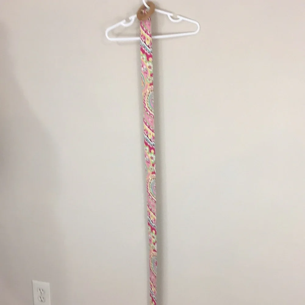 Vera Bradley Pink Floral Belt Wooden Buckle